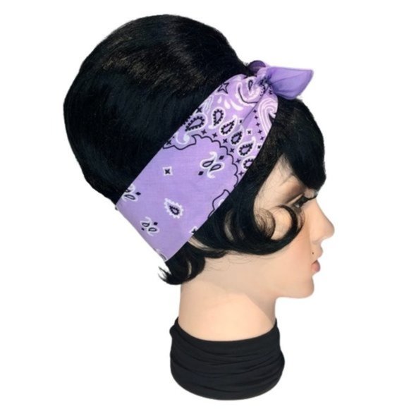 Lavender Paisley Rockabilly Bandana Tie Headband - Picture 5 of 13